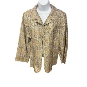 Chicos Womens Blazer Jacket Beige Gold Paisley‎ Pattern Size 3